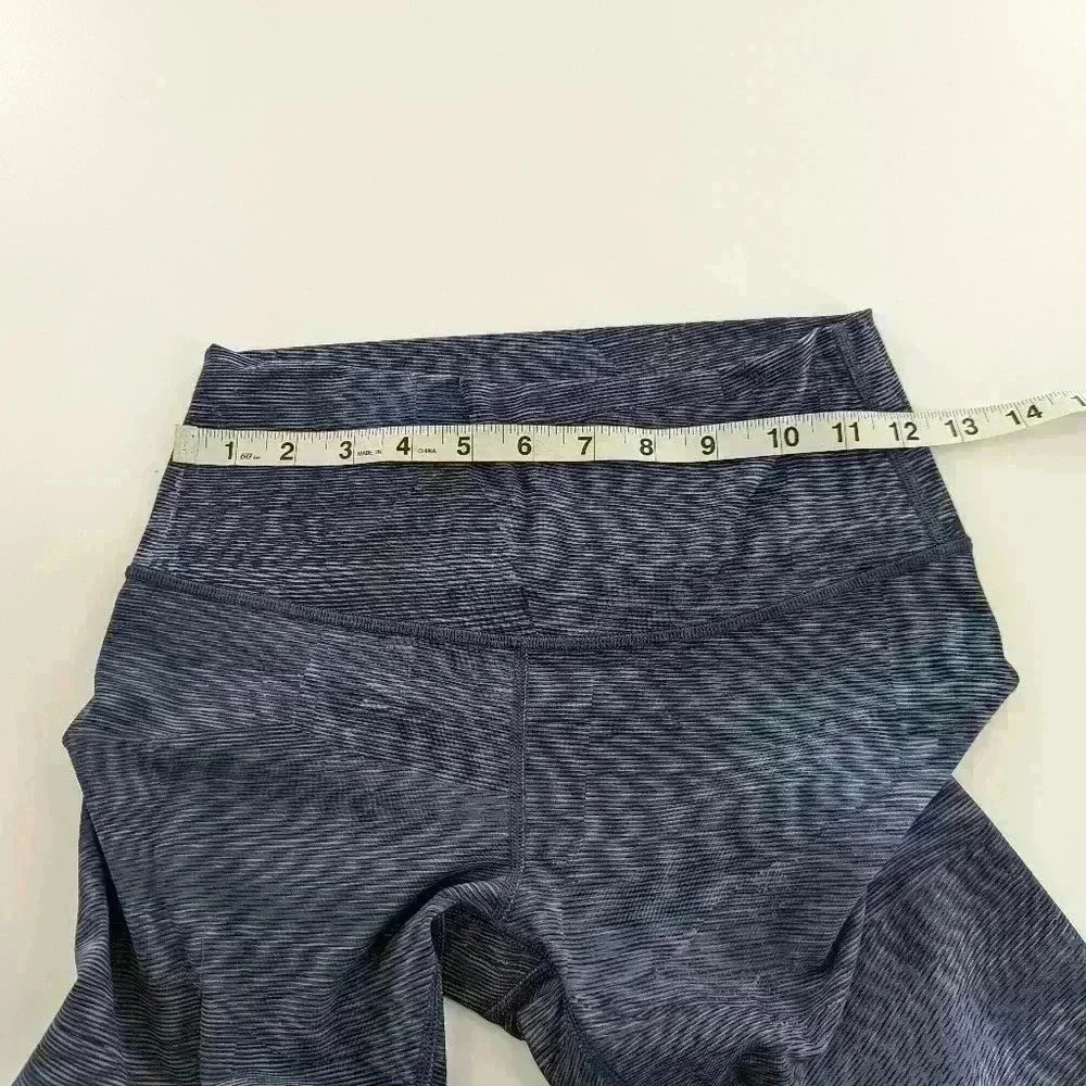 Lululemon Blue Striped Wide Waist Band High Rise Capri Leggings Size 6